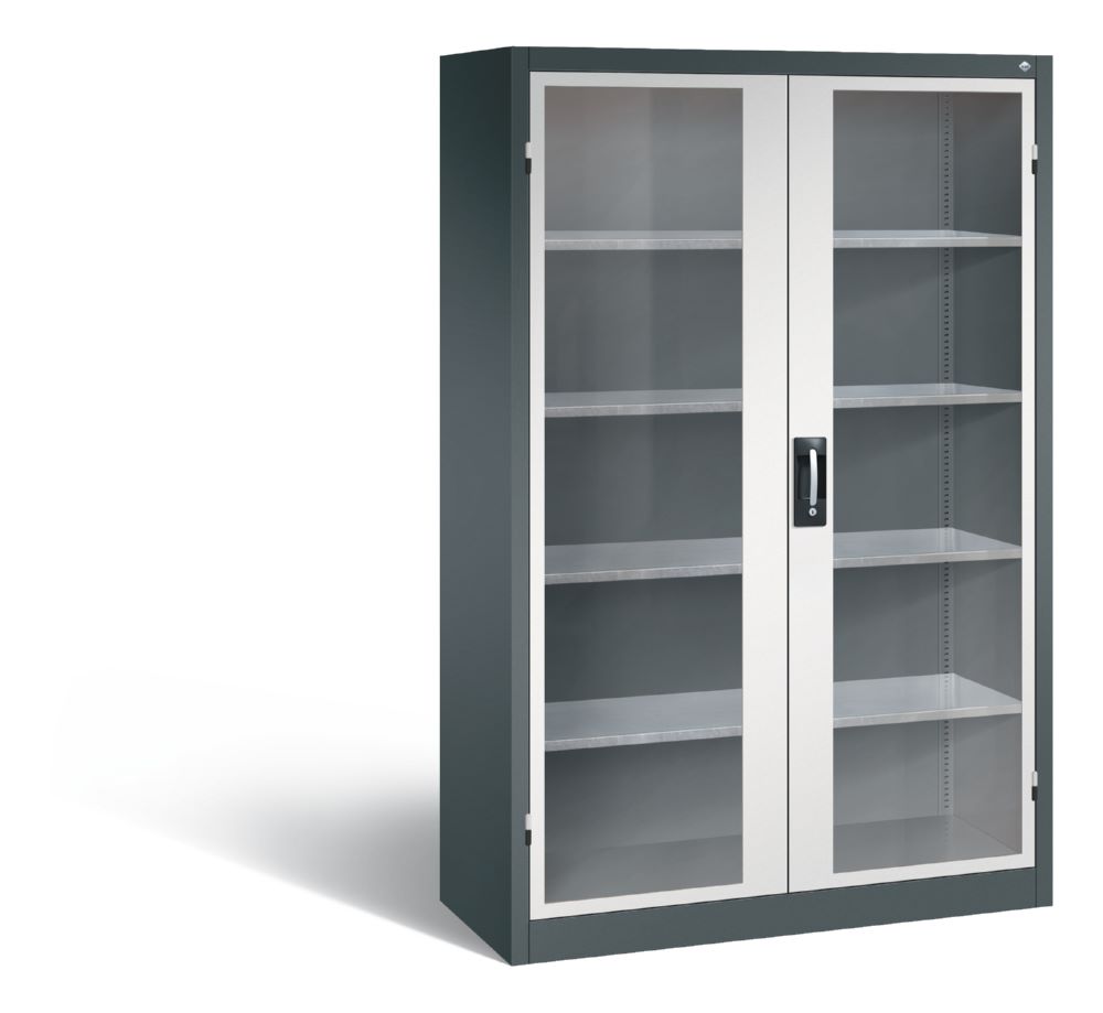 Produktbild C+P Großer Werkstattschrank mit Acrylglasfenster lichtgrau 1200 x 500 x 1950 mm