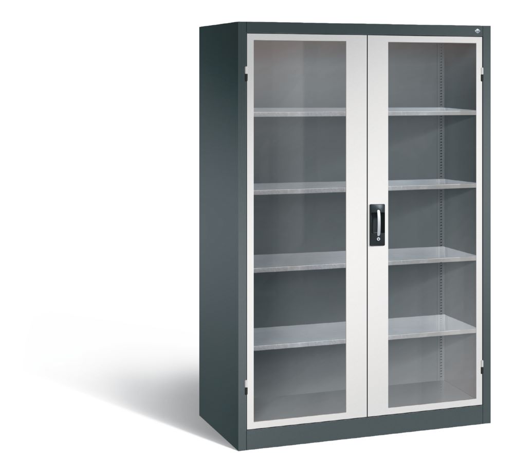 Produktbild C+P Werkstattschrank mit Fenster H 1950 x B 1200 x T 600 mm anthrazit lichtgrau