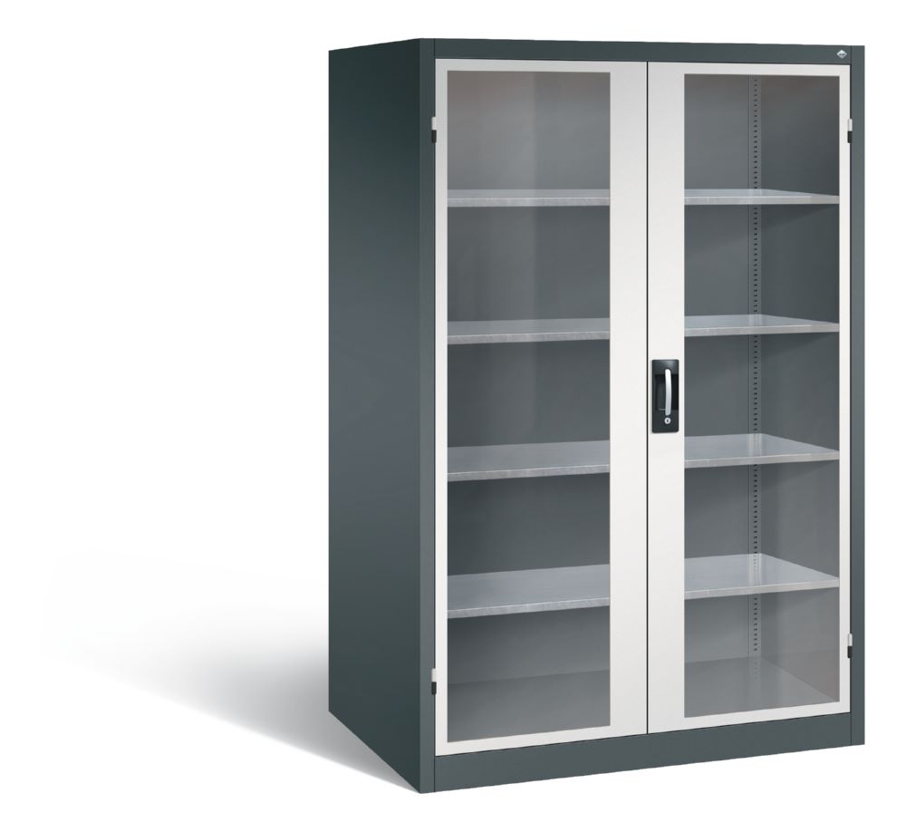 Produktbild C+P Werkstattschrank mit Fenster 1950 x 1200 x 800 mm anthrazit lichtgrau