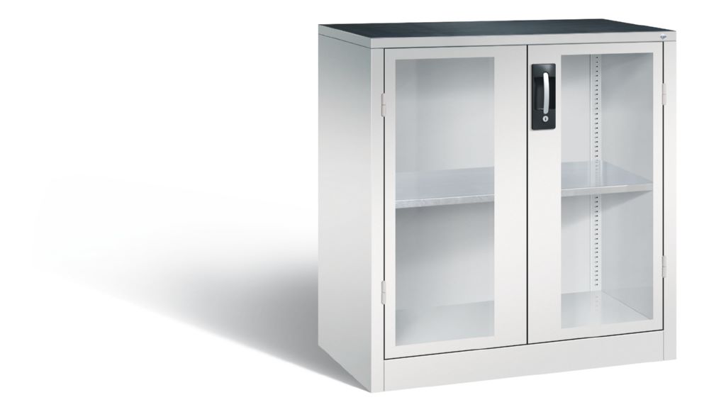 Produktbild C+P Werkstattschrank mit Fenster und Fachboden lichtgrau 930 x 500 x 1000 mm