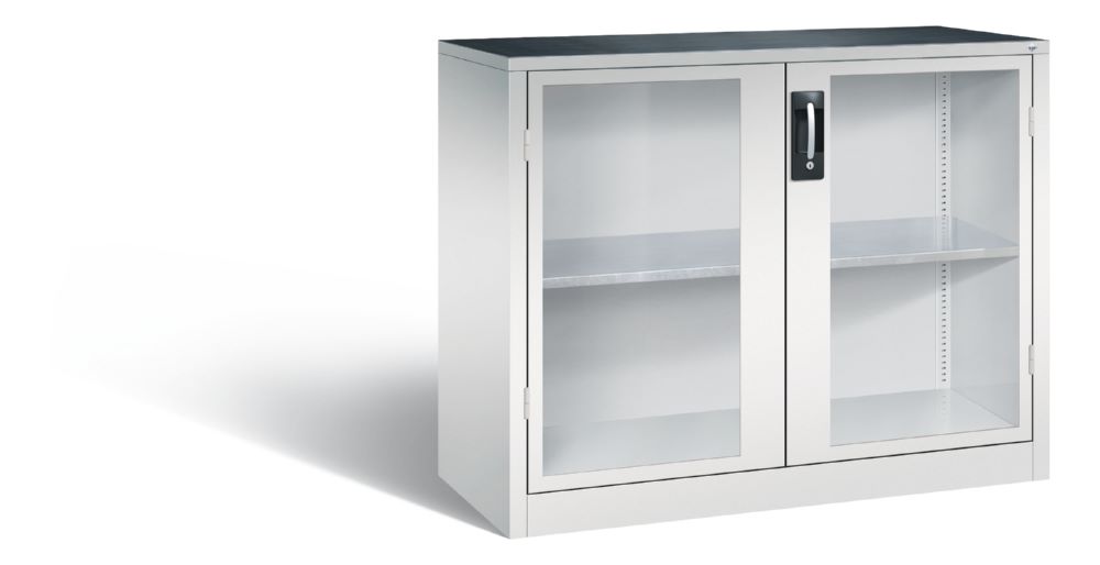 Produktbild C+P Werkstattschrank aus Stahl mit Fenstertüren lichtgrau 1200 x 500 x 1000 mm