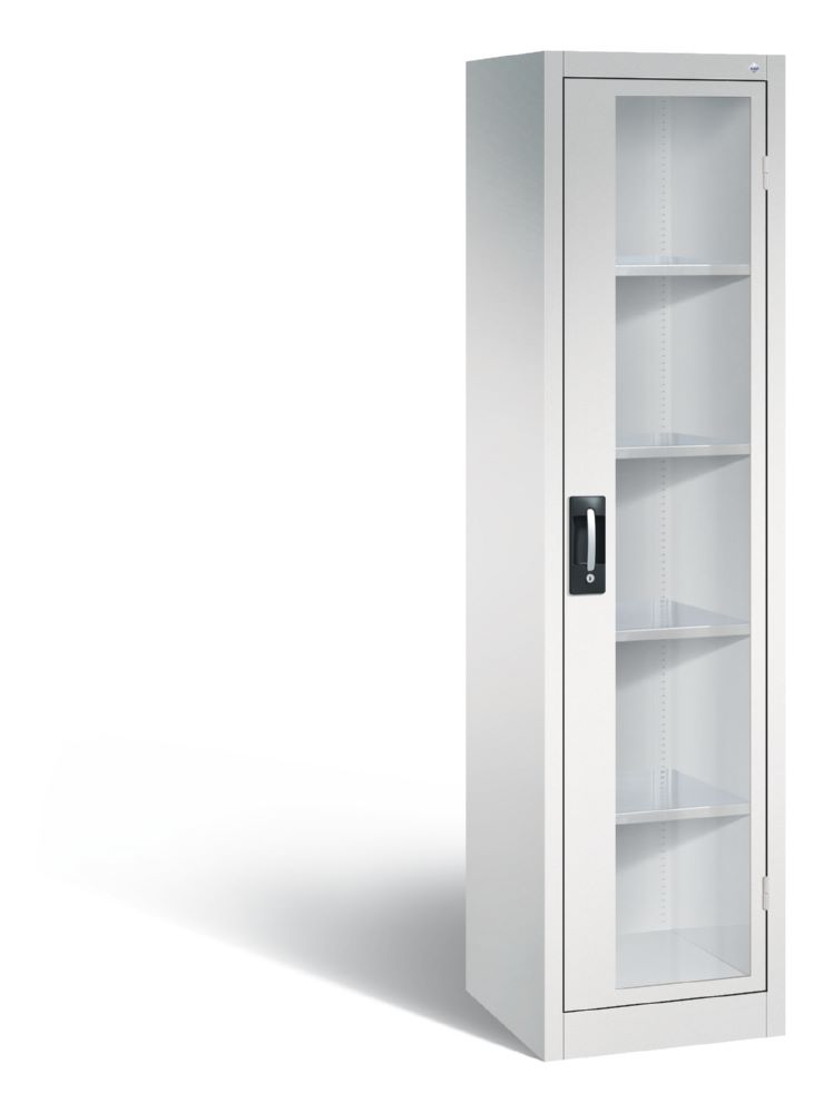 Produktbild C+P Werkstattschrank mit Fenster und Zylinderschloss lichtgrau 502 x 500 x 1950 mm