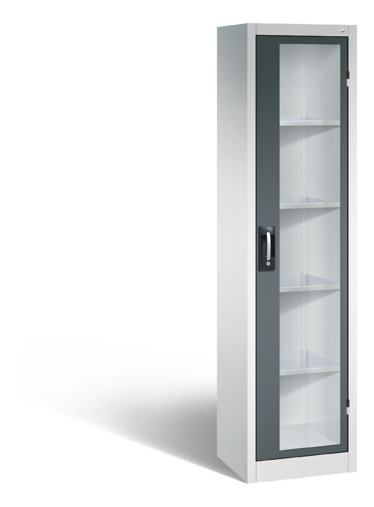 Produktbild C+P Werkstattschrank mit Fenster 4 Fachböden anthrazit 502 x 400 x 1950 mm