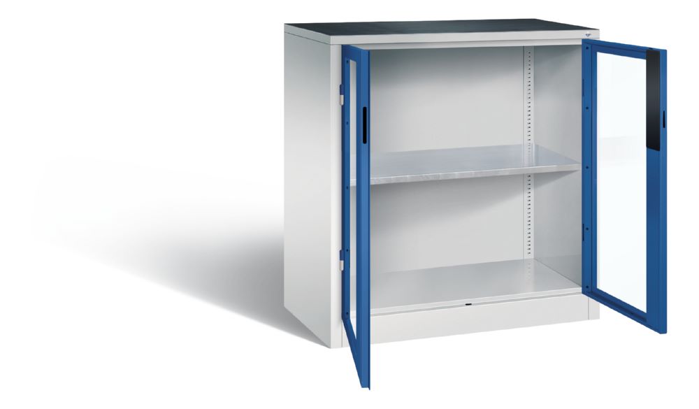 Produktbild C+P Werkstattschrank mit Fenster und Ablageboden enzianblau 930 x 500 x 1000 mm bild 2