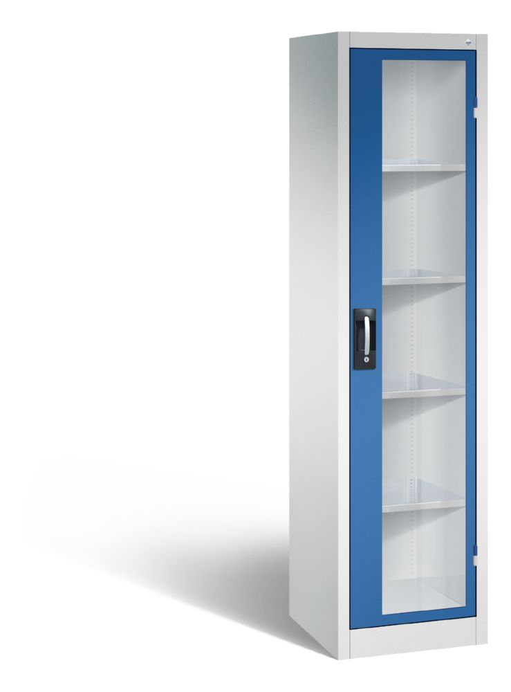 Produktbild C+P Werkstattschrank mit Fenster aus Acrylglas enzianblau 502 x 500 x 1950 mm
