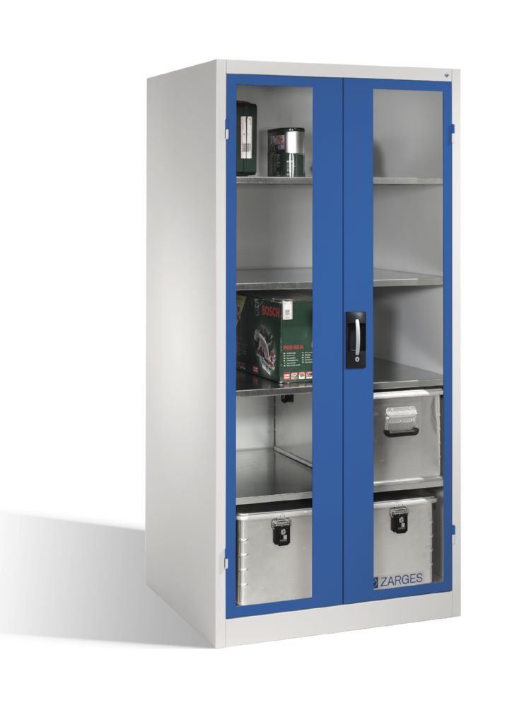 Produktbild C+P Werkstattschrank mit Fenster H 1950 x B 930 x T 800 mm lichtgrau enzianblau bild 3