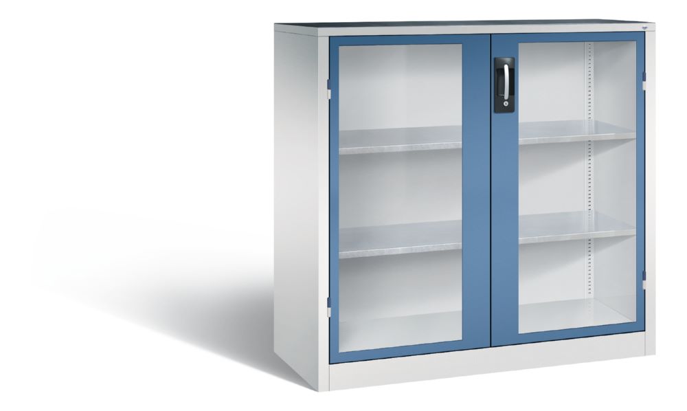 Produktbild C+P Werkstattschrank Serie 89 mit 2 Fenster fernblau 1200 x 500 x 1200 mm