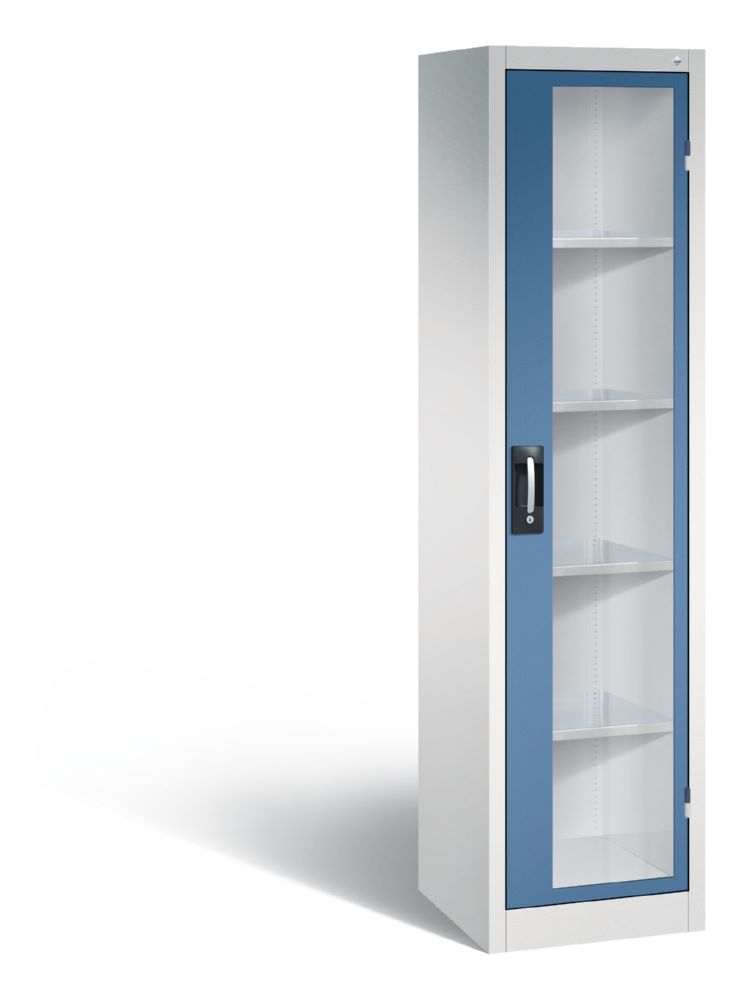 Produktbild C+P Werkstattschrank mit Fenster aus Acrylglas fernblau 502 x 500 x 1950 mm