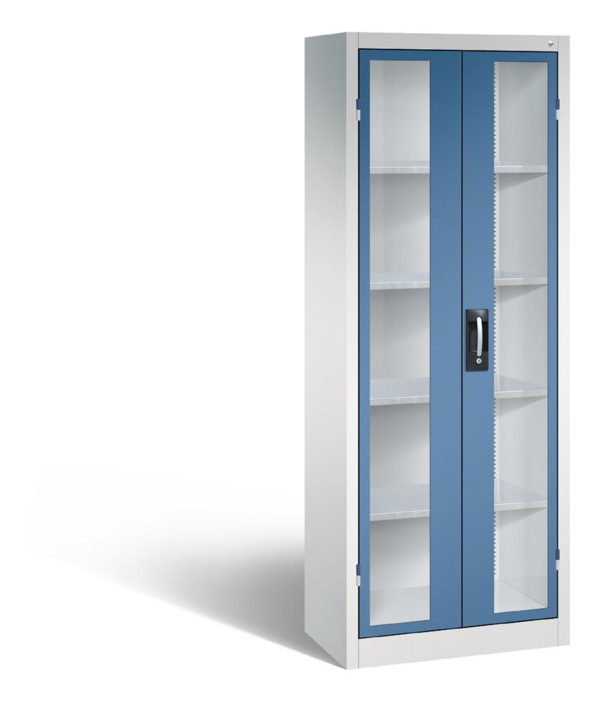 Produktbild C+P Werkstattschrank mit Fenstertüren fernblau 700 x 400 x 1950 mm