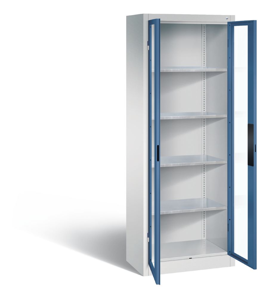 Produktbild C+P Werkstattschrank mit Fenstertüren fernblau 700 x 400 x 1950 mm bild 2