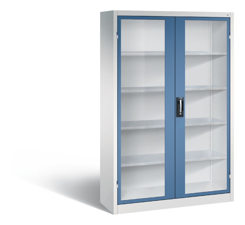 Produktbild C+P Werkstattschrank mit Fenstertüern aus Stahl fernblau 1200 x 400 x 1950 mm
