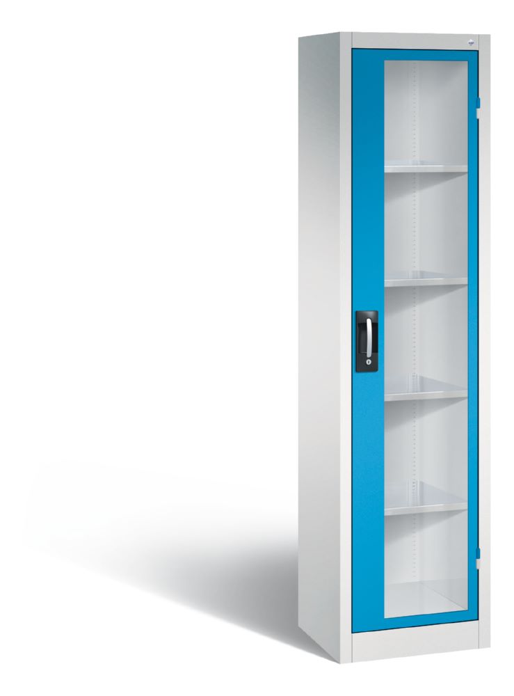 Produktbild C+P Werkstattschrank mit Fenster 4 Fachböden lichtblau 502 x 400 x 1950 mm