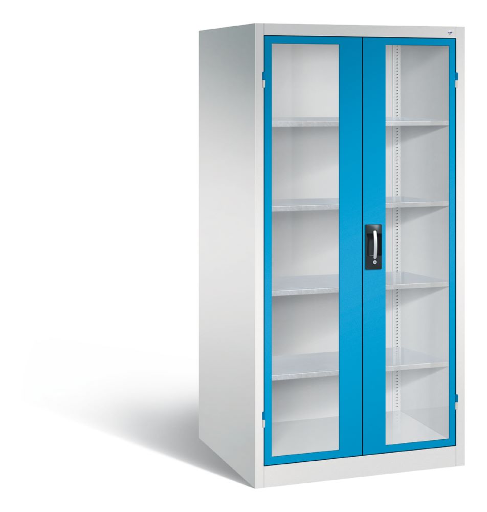 Produktbild C+P Werkstattschrank mit Fenster H 1950 x B 930 x T 800 mm lichtgrau lichtblau