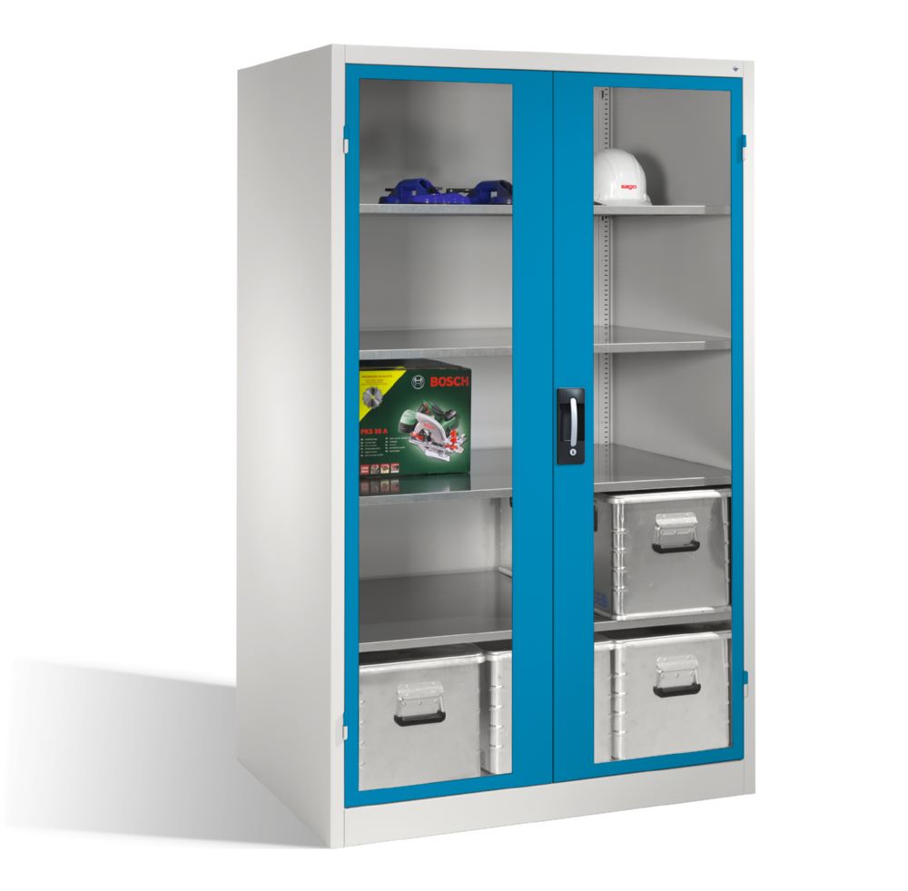Produktbild C+P Werkstattschrank mit Fenster 1950 x 1200 x 800 mm lichtgrau lichtblau bild 3