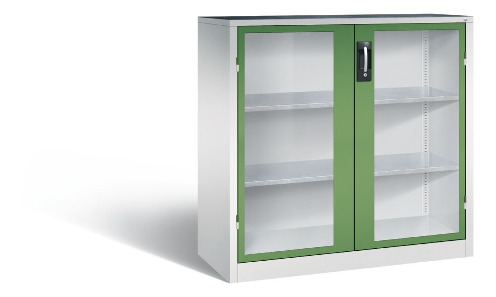 Produktbild C+P Werkstattschrank Serie 89 mit 2 Fenster resedagrün 1200 x 500 x 1200 mm