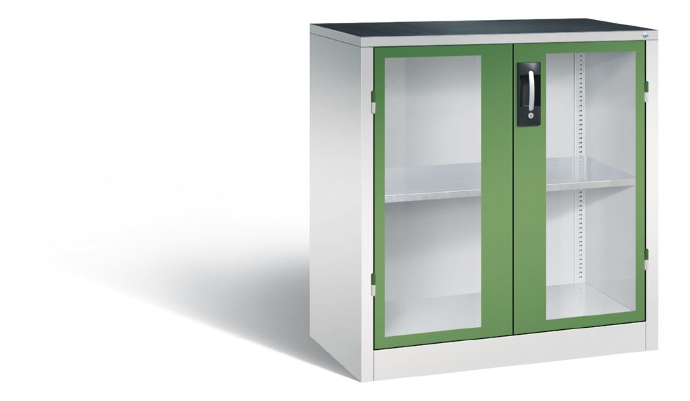 Produktbild C+P Werkstattschrank mit Fenster und Fachboden resedagrün 930 x 500 x 1000 mm