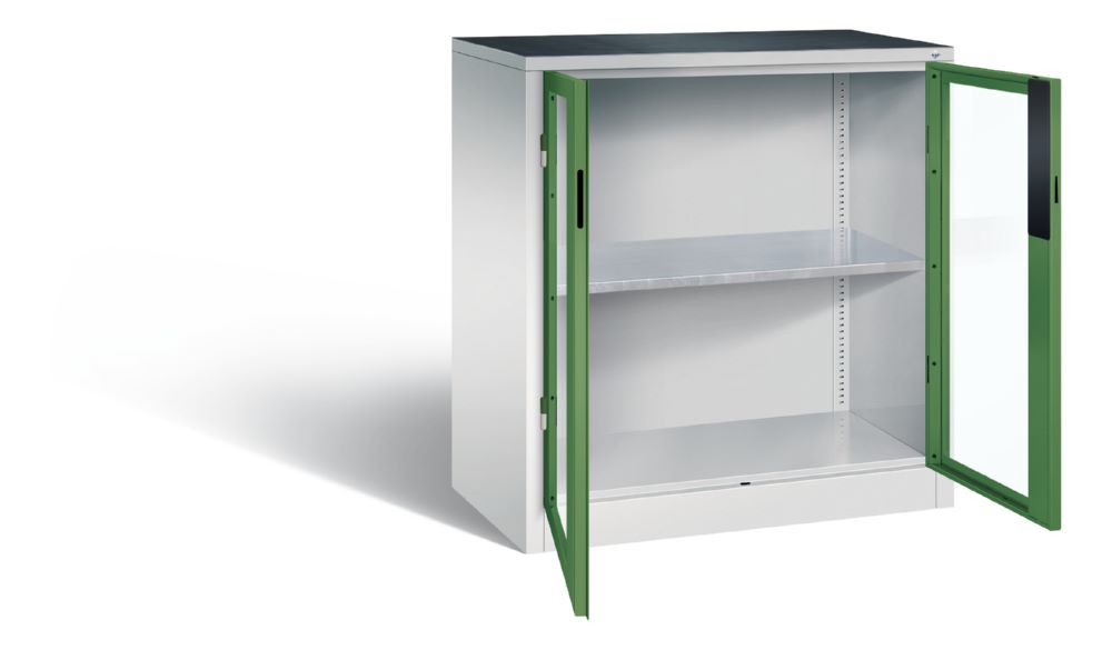 Produktbild C+P Werkstattschrank mit Fenster und Fachboden resedagrün 930 x 500 x 1000 mm bild 2