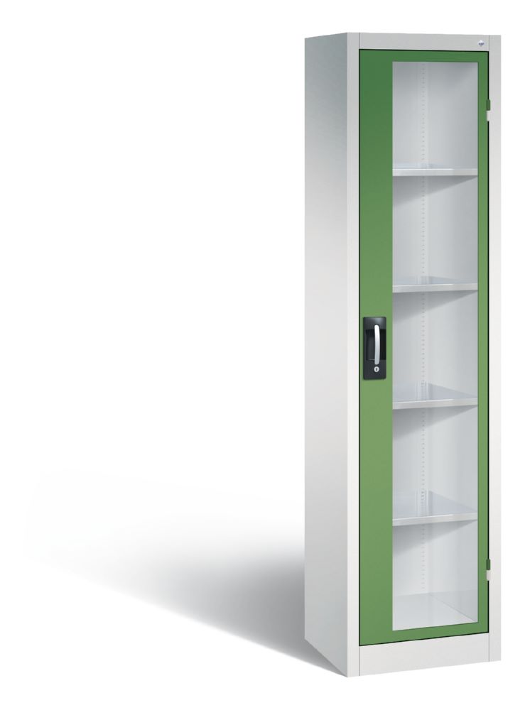 Produktbild C+P Werkstattschrank mit Fenster und 4 Einlegeböden resedagrün 502 x 400 x 1950 mm