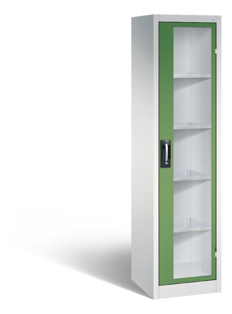 Produktbild C+P Werkstattschrank mit Fenster und Zylinderschloss resedagrün 502 x 500 x 1950 mm