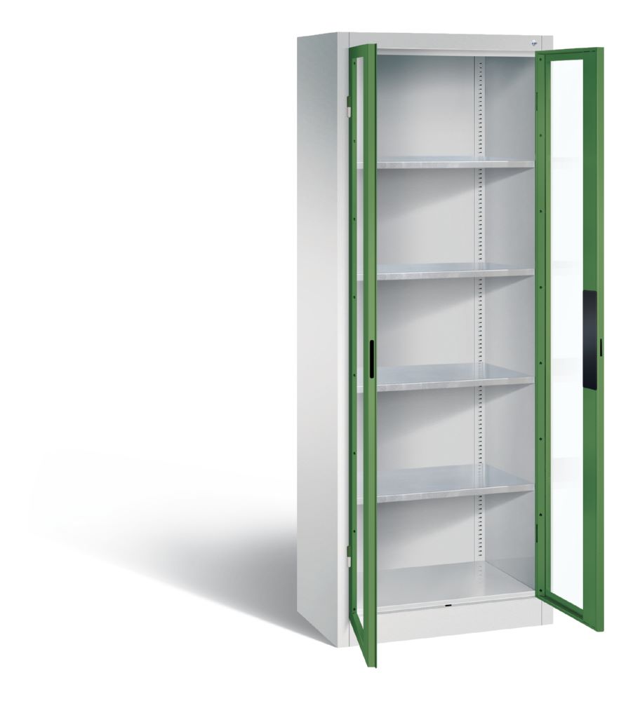 Produktbild C+P Werkstattschrank mit Fenstertüren resedagrün 700 x 400 x 1950 mm bild 2