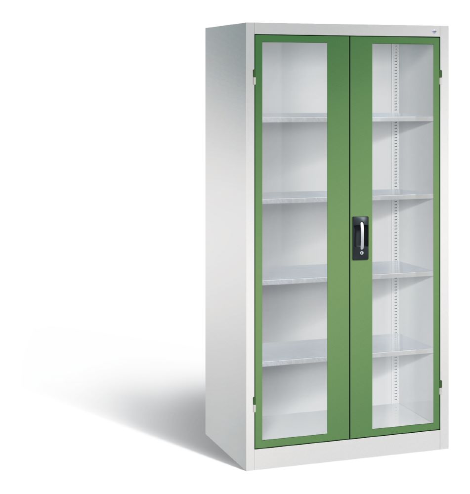Produktbild C+P Werkstattschrank mit Fenstertüren resedagrün grau 930 x 600 x 1950 mm