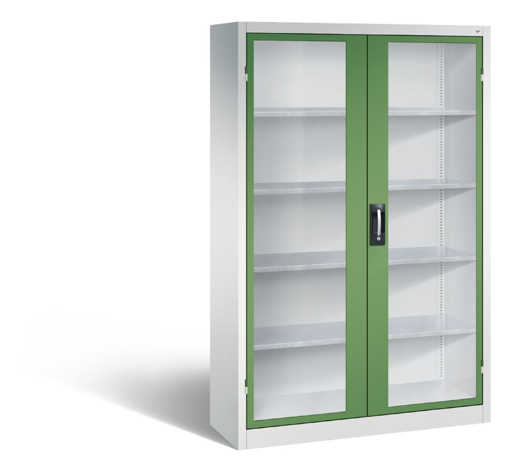 Produktbild C+P Werkstattschrank mit Fenstertüren aus Stahl resedagrün 1200 x 400 x 1950 mm