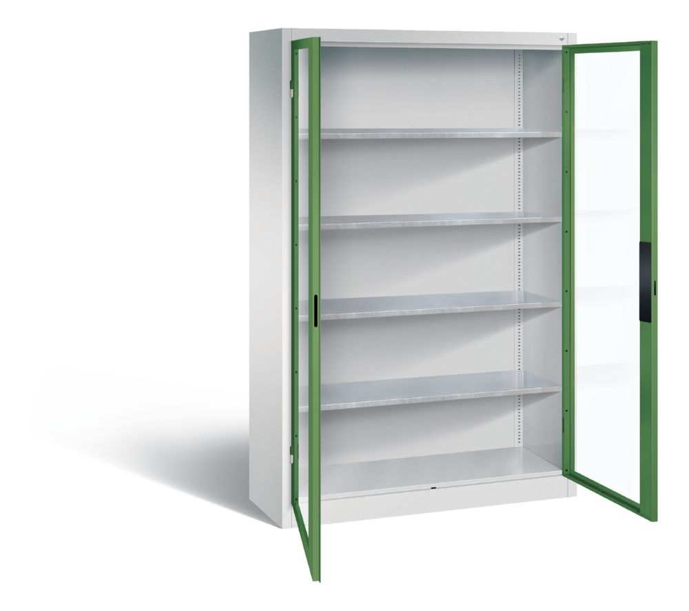 Produktbild C+P Werkstattschrank mit Fenstertüren aus Stahl resedagrün 1200 x 400 x 1950 mm bild 2