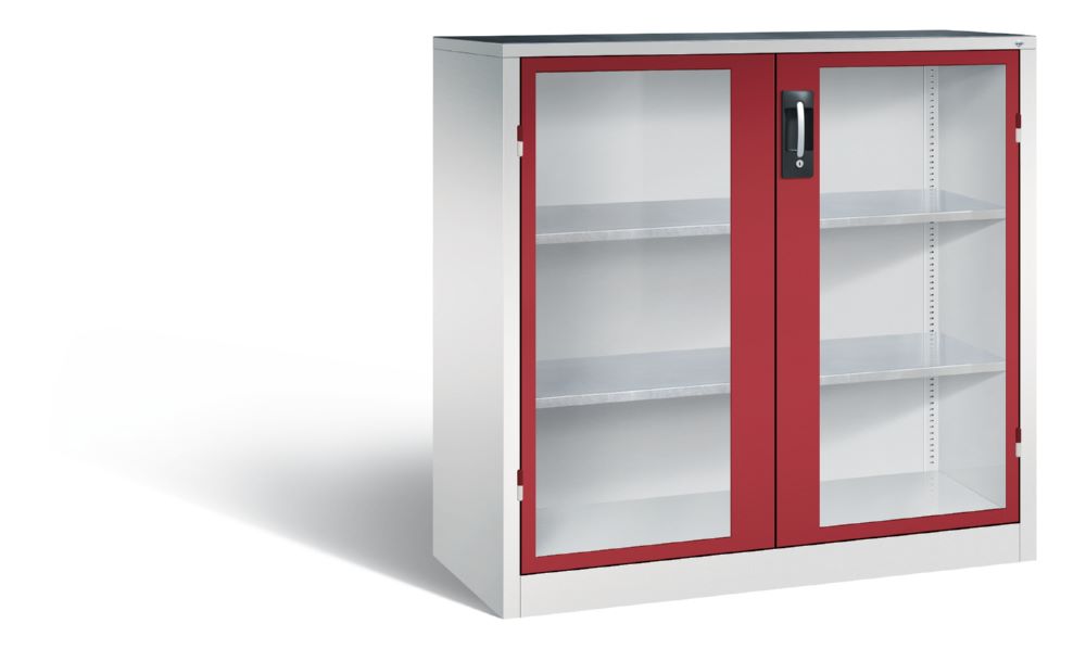Produktbild C+P Werkstattschrank Serie 89 mit 2 Fenster rubinrot 1200 x 500 x 1200 mm