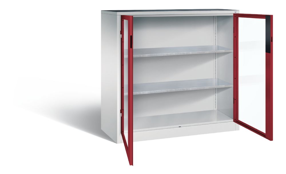 Produktbild C+P Werkstattschrank Serie 89 mit 2 Fenster rubinrot 1200 x 500 x 1200 mm bild 2