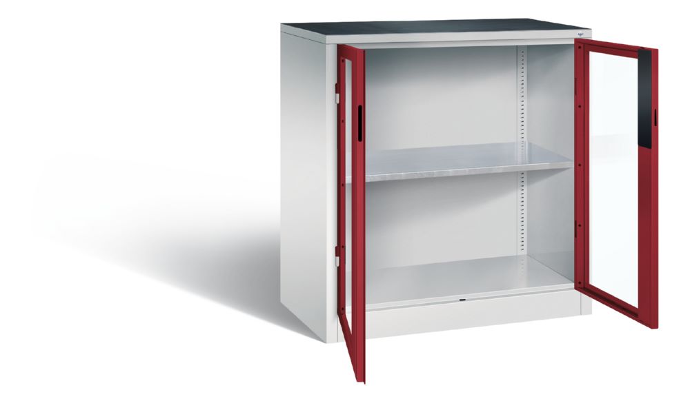 Produktbild C+P Werkstattschrank mit Fenster mit Fachboden rubinrot 930 x 500 x 1000 mm bild 2