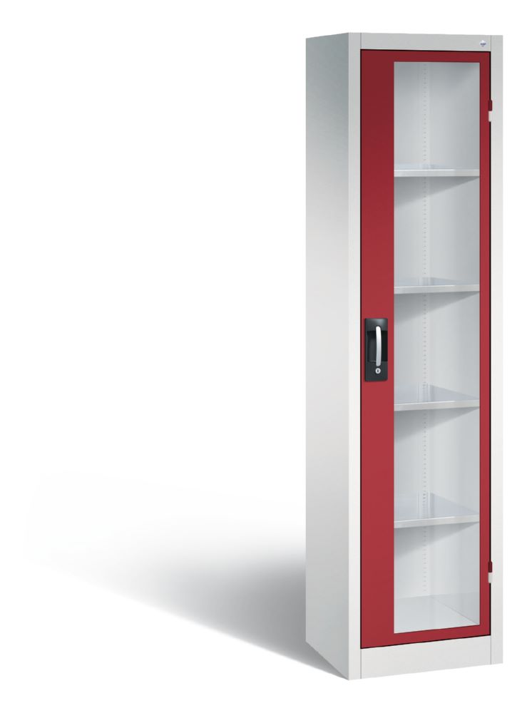 Produktbild C+P Werkstattschrank mit Fenster 4 Fachböden rubinrot 502 x 400 x 1950 mm