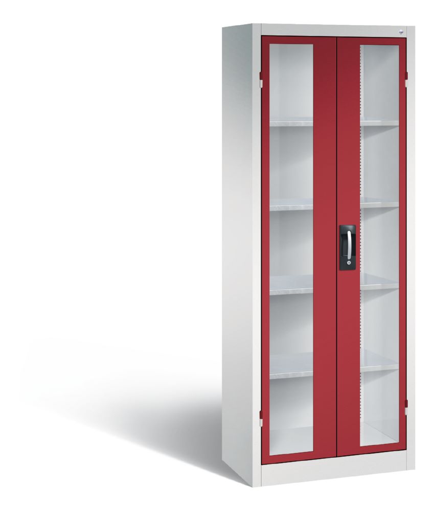Produktbild C+P Werkstattschrank mit Fenstertüren in rubinrot 700 x 400 x 1950 mm