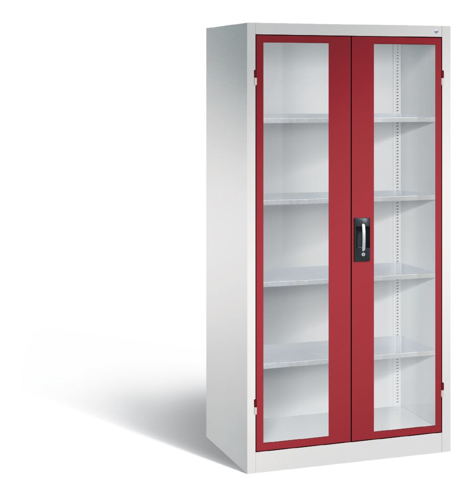 Produktbild C+P Werkstattschrank mit Fenstertüren rubinrot grau 930 x 600 x 1950 mm