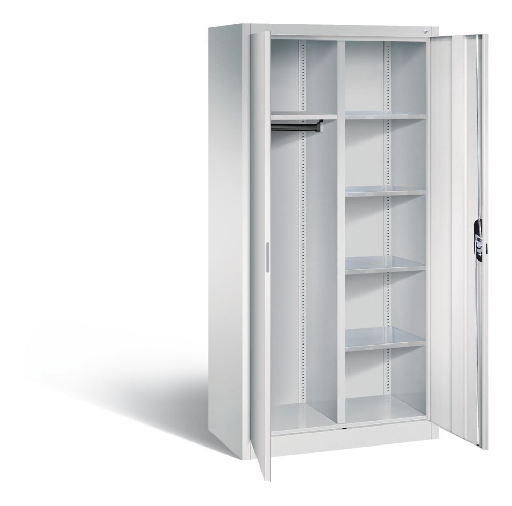 Produktbild C+P Flügeltürenschrank mit Garderobenteil lichtgrau 930 x 500 x 1950 mm bild 2