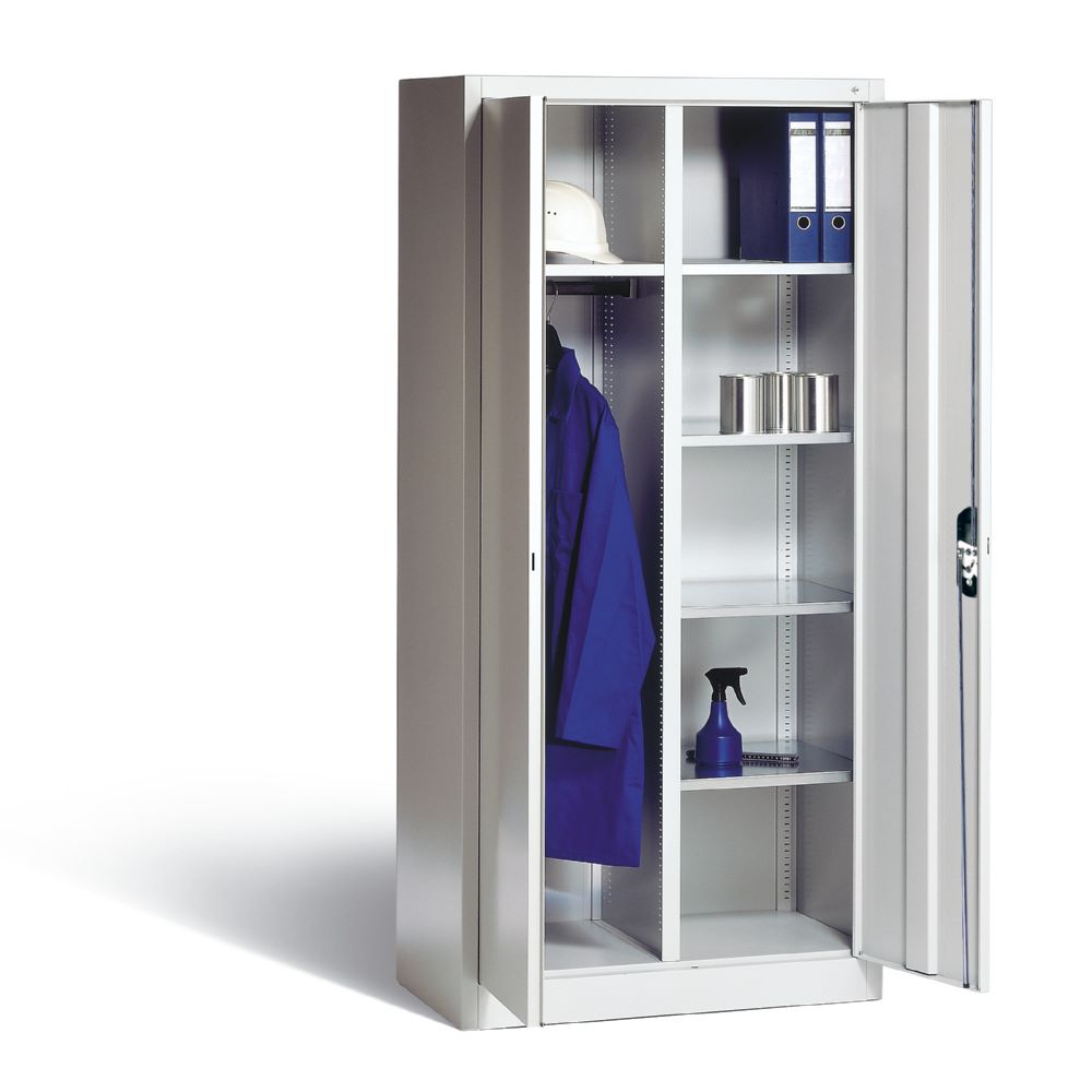 Produktbild C+P Flügeltürenschrank mit Garderobenteil lichtgrau 930 x 500 x 1950 mm bild 3