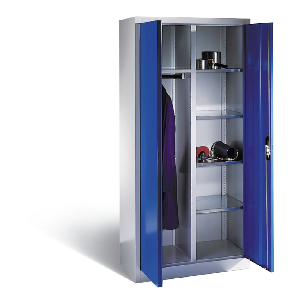Produktbild C+P Flügeltürenschrank mit Garderobenteil enzianblau 930 x 500 x 1950 mm bild 3