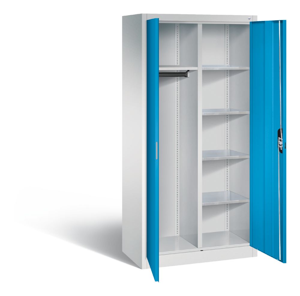 Produktbild C+P Flügeltürenschrank mit Garderobenteil lichtblau 930 x 500 x 1950 mm bild 2