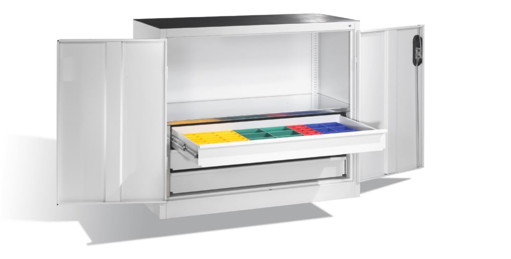 Produktbild C+P Werkstattschrank mit Schubladen und Flügeltüren lichtgrau 1200 x 500 x 1000 mm bild 3