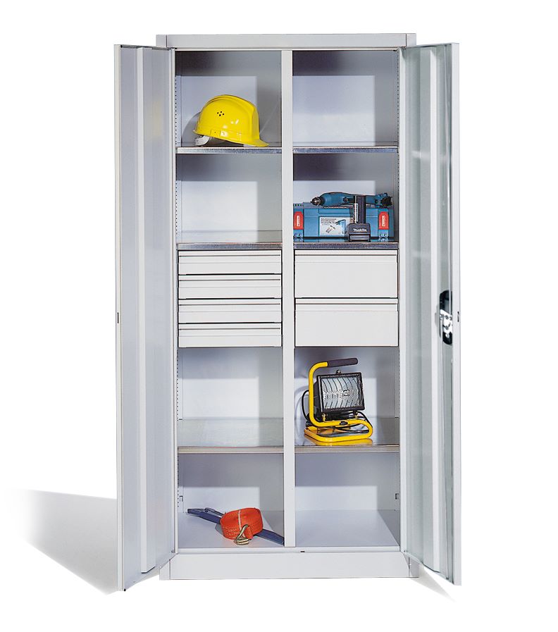 Produktbild C+P Werkstattschrank 6 Schubladen Front und Korpus in lichtgrau 930 x 500 x 1950 mm bild 3