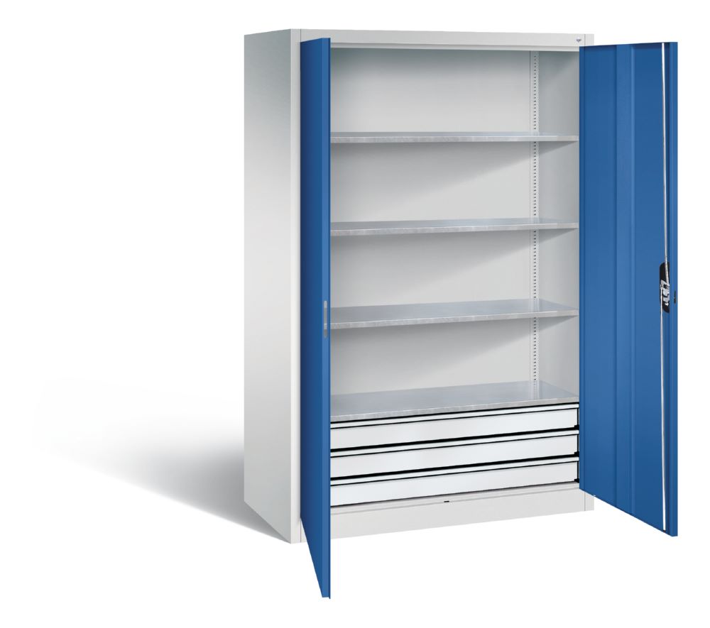 Produktbild C+P Werkstattschrank mit Schubladen 1950 x 1200 x 600 mm lichtgrau enzianblau bild 2