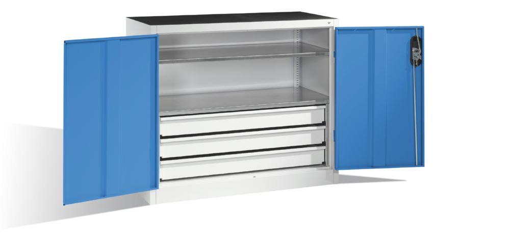 Produktbild C+P Werkstattschrank mit Schubladen und Flügeltüren lichtblau 1200 x 500 x 1000 mm bild 2