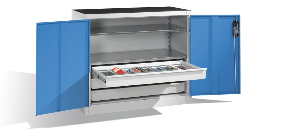 Produktbild C+P Werkstattschrank mit Schubladen und Flügeltüren lichtblau 1200 x 500 x 1000 mm bild 3