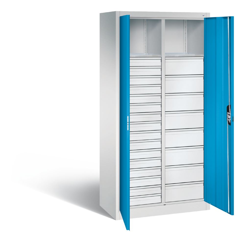 Produktbild C+P Werkstattschrank mit 24 Schubladen 1950 x 930 x 500 mm lichtgrau lichtblau bild 2