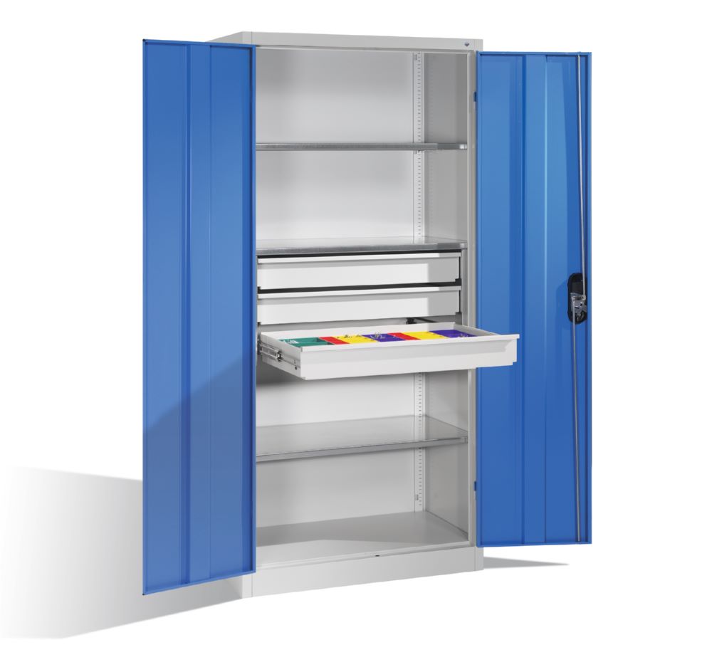 Produktbild C+P Werkstattschrank mit zusätzlichen Schubladen lichtblau grau 930 x 500 x 1950 mm bild 3