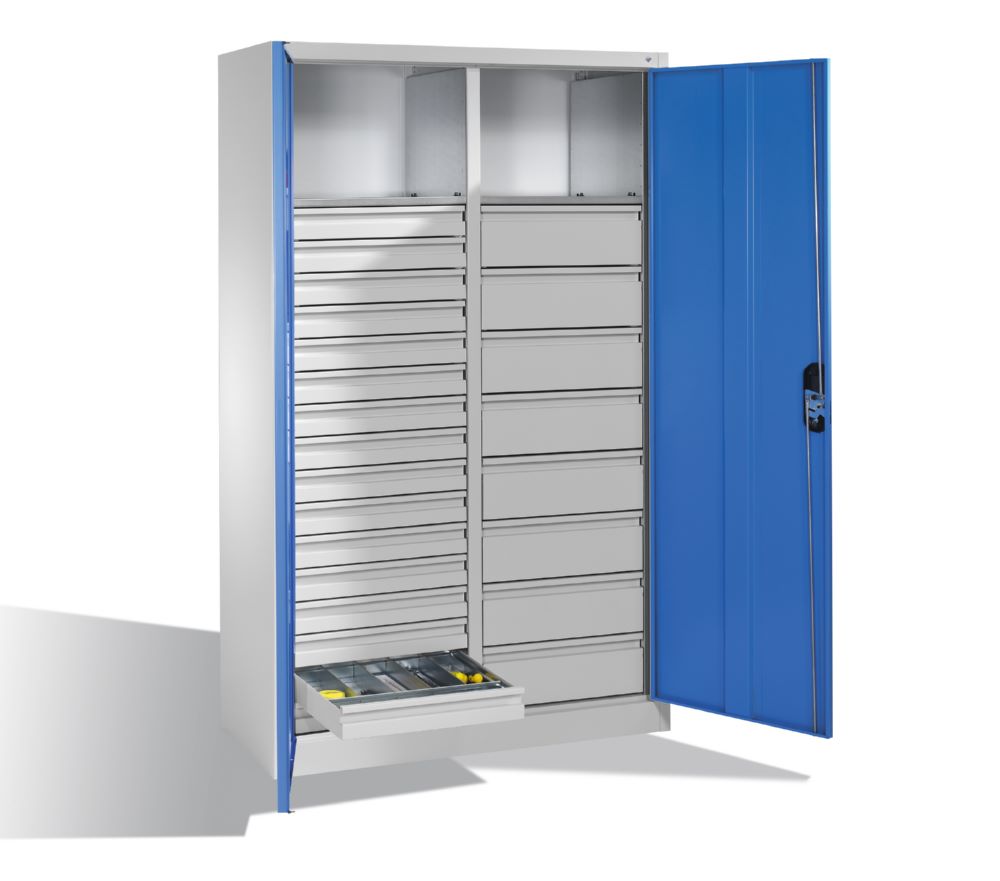 Produktbild C+P Werkstattschrank mit 24 Schubladen 1950 x 1200 x 500 mm lichtgrau lichtblau bild 3