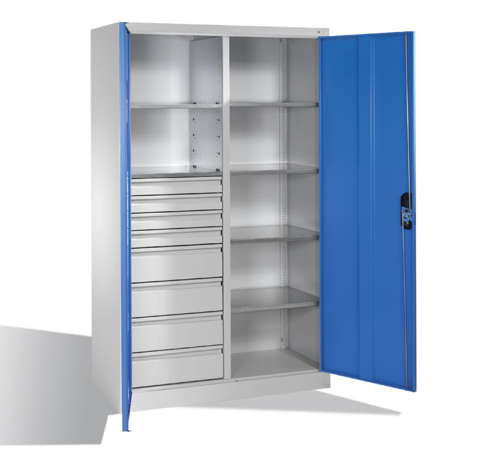 Produktbild C+P Werkstattschrank mit 8 Schubladen 1950 x 1200 x 500 mm lichtgrau lichtblau bild 3