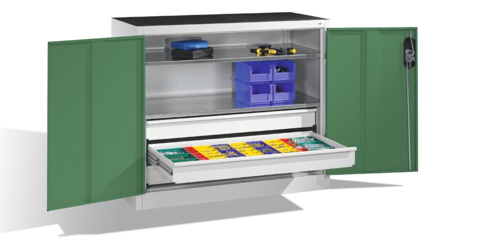 Produktbild C+P Werkstattschrank mit Schubladen und Flügeltüren resedagrün 1200 x 500 x 1000 mm bild 3