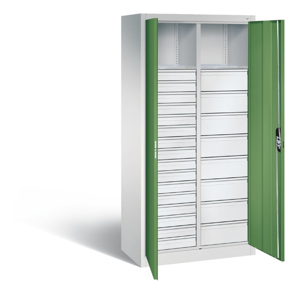 Produktbild C+P Werkstattschrank mit 24 Schubladen 1950 x 930 x 500 mm lichtgrau resedagrün bild 2