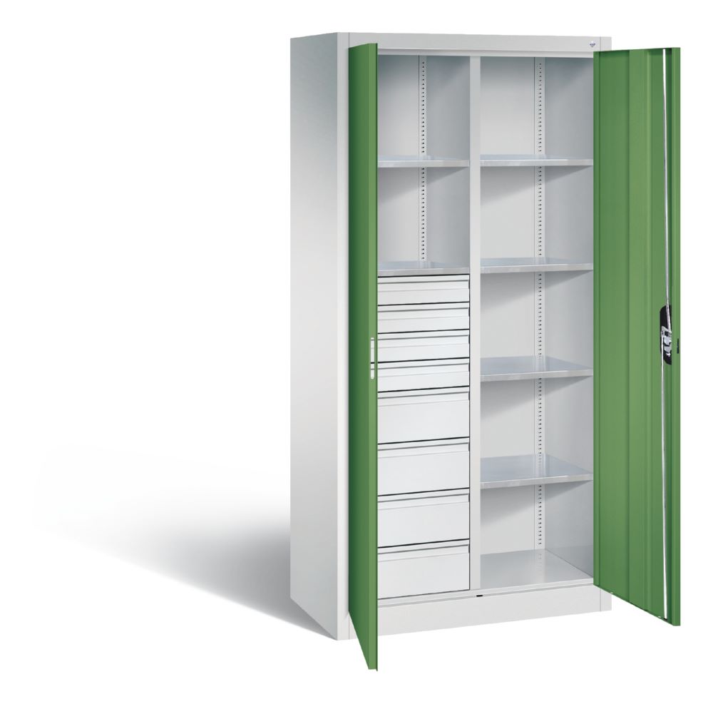 Produktbild C+P Werkstattschrank mit 8 Schubladen 1950 x 930 x 500 mm lichtgrau resedagrün bild 2