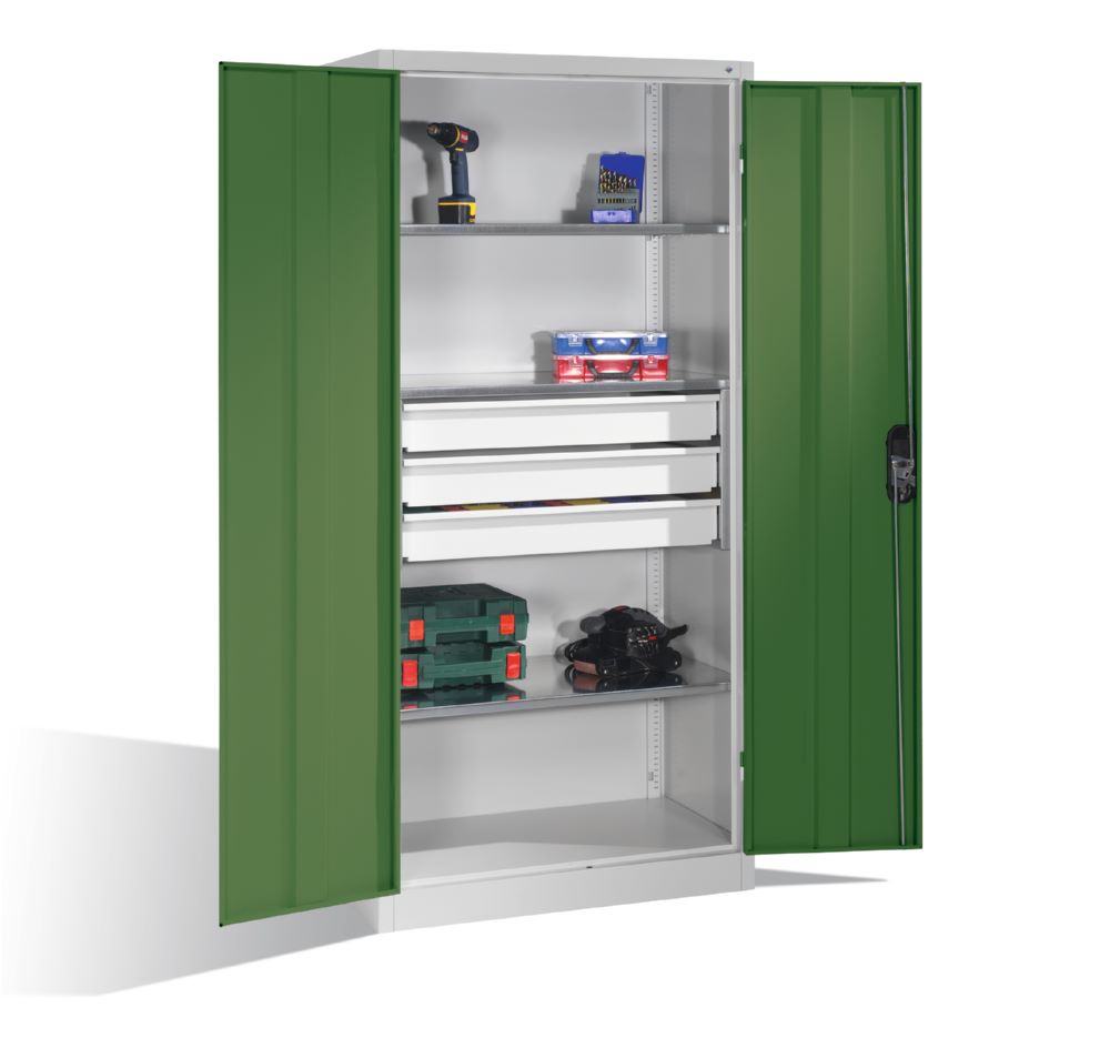Produktbild C+P Werkstattschrank mit 3 zusätzlichen Schubladen resedagrün 930 x 500 x 1950 mm bild 3